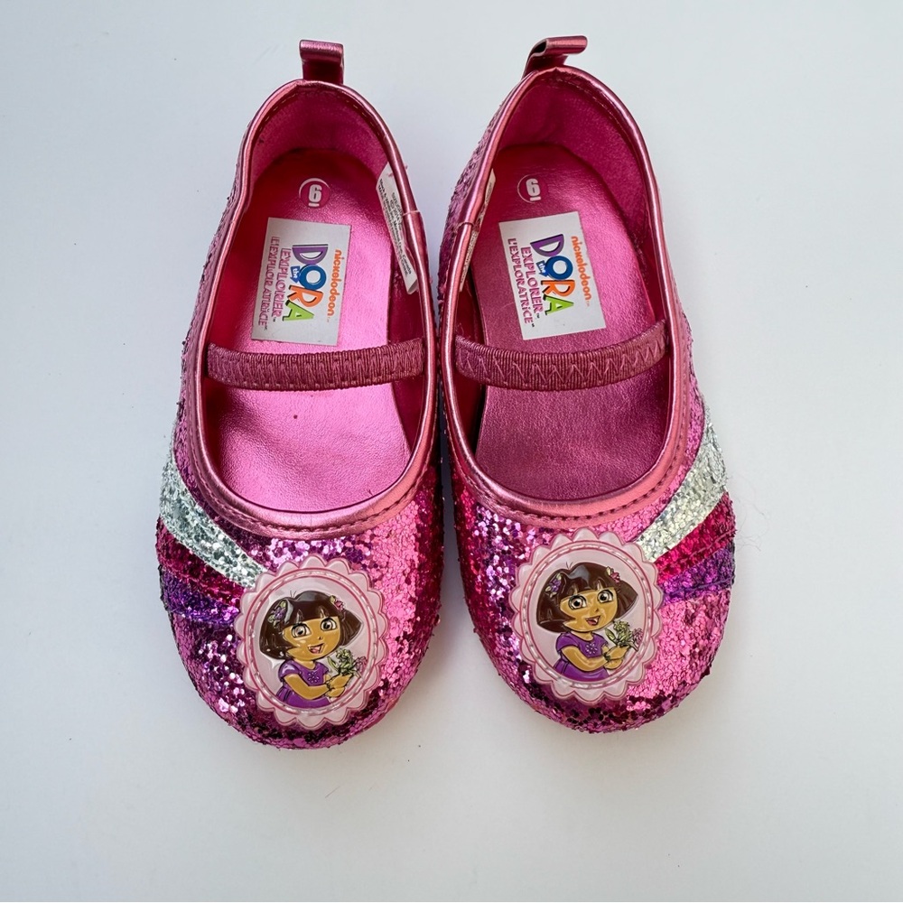 Pink Glitter Dora the Explorer Ballet Flats Shoes size 6